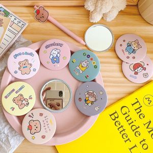 K.1pcs Mini makeup small round mirror Portable pocket mirror fashion Cartoon small round mirror Random Color Random Style Shipping