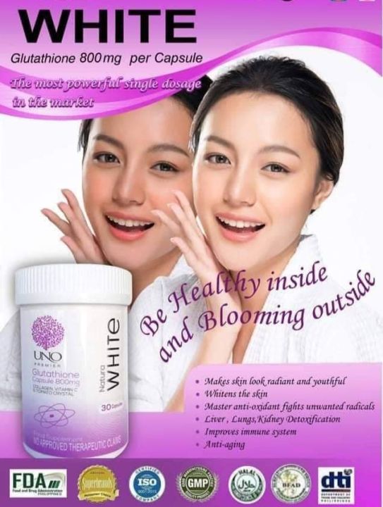 natura white glutathione capsule UNO NATURA WHITE GLUTHATIONE CAPSULES 1 BOTTLE 800MG WITH COLLAGEN VUTAMIN  C AND TOMATO CRYSTAL UNO ORIGINAL PRODUCTS 1BOTTLE Gluthathione Collagen  Supplement - Lazada