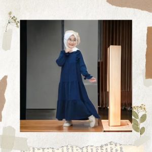 Baju Gamis Muslim Anak Perempuan 2-12 Tahun Dress Crincle Airflow Polos