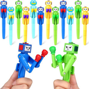 Cool Boxing Frog Pen with Punching Arm - Funny Robot Ballpoint with Crisp Click - Novelty Desk Gift for Office Kids Adults