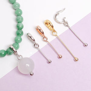 925 Sterling Silver Clasp Pendant Empty Holder DIY Jade Pearl Wax round Bead Silver Button Necklace Pendant Neck Drop Clasp