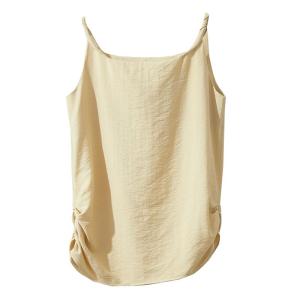 Amii Summer New Loose Casual Womens Camisole Top Ruched Wrinkle Texture Inner Wear Stick to the Fashionable Trend