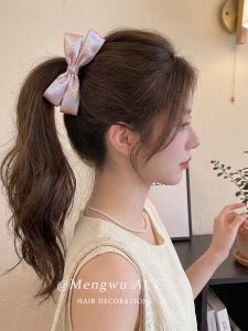 MENGWU | Bow Ribbon Satin Crystal Hair Clip