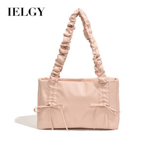 IELGY Ladies Pink High-End Underarm Bag Pleated Bow Tote Bag Shoulder Bag