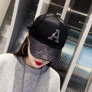Trendy Korean Style Womens Hat Letter Sequin Diamond Bright Baseball Cap Spring Summer Autumn Versatile Large Brim Sun Hat