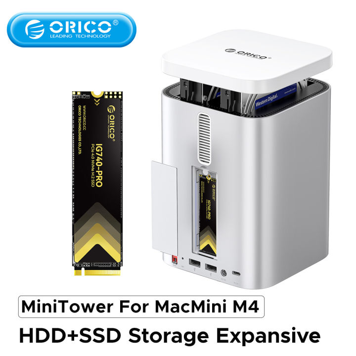 ORICO Tủ ổ cứng mở rộng 8 trong 1 minitower 8TB SSD + 24TB ổ HDD lưu ...