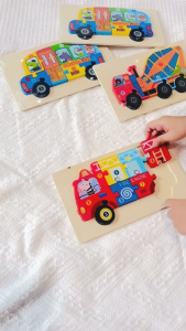 Puzzle Ghép Hình Bằng Gỗ Đồ Chơi Giáo Dục Chủ Đề Phương Tiện SIZE LỚN 22.5x13.1cm