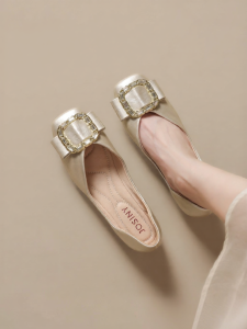 Josiny | French Style Square Buckle Womens Flat Shoe