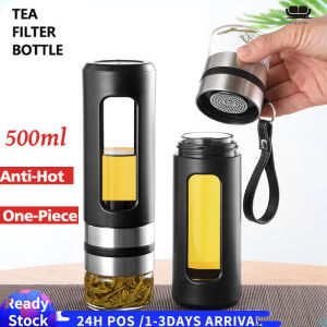 【Malaysia Spot Sale】500ml Teapot Tempered Glass Water Bottle Tea Filter Heat Low temperature Tumbler Mug Cup Separation Infuser