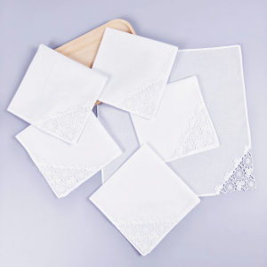 ผ้าเช็ดหน้าลูกไม้ผ้าฝ้ายแท้บาง 28 ซม./11 นิ้ว 3/6 ชิ้น สำหรับตกแต่งงานแต่งงาน ของตกแต่งบ้าน ตกแต่งกระเป๋า ผ้าเช็ดหน้าสีพื้น