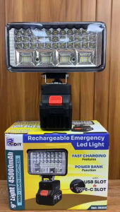 DNY DIY FM999 Rechargeable Emergency LED Light Cordless Portable Light With USB + Type-C Slot Powerbank