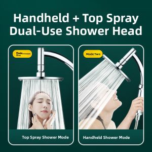 Handheld Shower Head Set Bathroom Bathing Bath Shower Spray Nozzle Stainless Steel Rainfall Top Spray Household Accessories