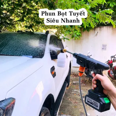 Máy Rửa Xe HITACHI Dùng Pin 199V - Xịt Rửa Siêu Khỏe - Hàng Lõi Đồng Không Chổi Than