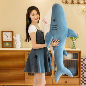 หมอนผ้าขนสัตว์รูปฉลามนอน หมอนนั่งโซฟา ของเล่นผ้าฝ้าย ของขวัญเด็กผู้หญิง อุปกรณ์เสริมสำหรับบ้านและสวน หมอนอิงแบบพกพา