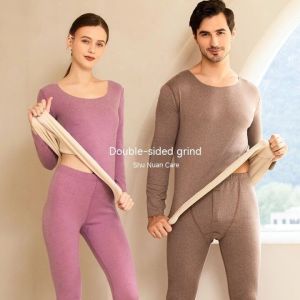 Couples New Thermal Underwear Set Warm Top and Pant Seamless Long Double-Sided Thermal Clothes
