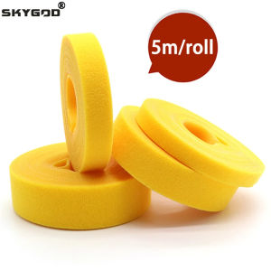 5m/roll Cable Ties Reusable Loop Bundle Self Adhesive Yellow Nylon Strap Organizer Clip Wire Holder Management Fastening Tape