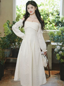 French Princess Style Engagement Dress Beautiful Light Gown One Shoulder Design Princess Skirt Sweet Style Midi Dress for Women