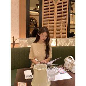 Áo Thun Knit Thiết Kế Dạng Măng tô Tay Ngắn