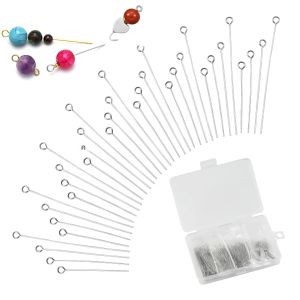 400ชิ้น/กล่อง35-50มิลลิเมตรวัสดุสแตนเลสเก้าตัวอักษรเข็มตาเหมาะสำหรับกำไลสร้อยคอเครื่องประดับ DIY ทำ