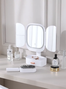 Trifold Makeup Mirror Touch Mirror Makeup 180° Rotation And Magnifying Smart Adjustable Brightness