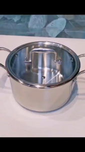 Panci Stainless Steel 5 Liter dengan Tutup Kaca Anti Karat untuk Kompor Gas dan Induksi