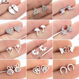 ต่างหูสแตนเลสขนาดเล็กเครื่องประดับแฟชั่นสำหรับผู้หญิงนกแก้วน่ารักผีไดโนเสาร์ตุ้มหูร่มต่างหูดอกไม้เกาหลีขายส่ง