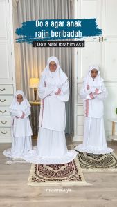 ALYA | MUKENA ADIBA WHITE | Mukena Potongan Berlengan | Mukena Rayon Premium Mix Ruffle Renda By MUKENAALYA