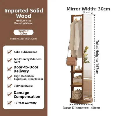 DONGMU | Rotatable Movable Dressing Mirror With Hanger Floor Mirror