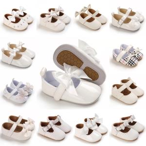 รองเท้าทารกแรกเกิดสีขาวพื้นยางกันลื่นรองเท้าแตะเด็กผู้หญิงสง่างามแบบลำลองรองเท้าเจ้าหญิงรองเท้าใส่เดินแรกของทารกแบบระบายอากาศ