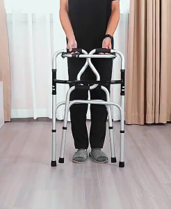 Adult Stainless Steel Walker Folding Walking Aids with wheels Seat Walker For Elderly disabled