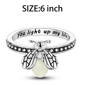 Bộ Trang Sức Charm Đom Đóm Bạc 925 - Combo Bông Tai Nhẫn Dây Chuyền Phát Sáng Dành Cho Nữ Phù Hợp Với Đá Zircon Tự Làm