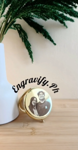 Engravify.Ph 2 | Personalized Laser-Engraved Vintage Compact Mirror with Name and Photo With Gift Box |Customized Pocket Mirror Gifts for Women Bridesmaid Mother BirthdaysAnniversary Gift Wedding Gift Perfect Gift for Her Gift Accessories