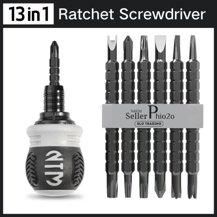 13 in 1 Ratchet Screwdriver Set Mini Hand Tool CRV Cross Groove Drill ...