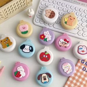 Cute Folding Hair Comb with Mirror Mini Portable Pocket Hair Brush Ins Korea Hair Massage Comb Cermin Sikat