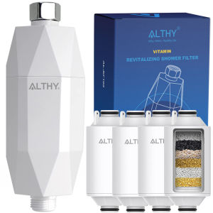 ALTHY Vitamin C Revitalizing Shower Water Filter - Reduces Chlorine Heavy Metal - Improves Dry Itchy Skin Hair Dandruff Eczema