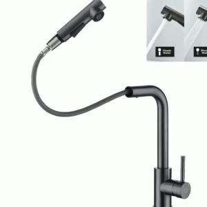 Kitchen mixer with pull-out shower 2 jets swiveling 360° pull-out shower kitchen faucet anthracite gray