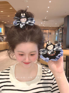 Cute Plaid Color Block Butterfly Knot Cartoon Hair Ties Elastic Hair Bands for Ponytail Fresh out Original Design Hair Accessories