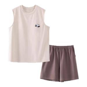 MiiOW | Womens Summer Thin Short Sleeve Sleepwear With Chest Pad One-Piece Vest Home Clothes Round Neck Casual Leisure Polyester Blend