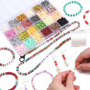 3720Pcs/Box 6mm Colorful Soft Clay Beads For Jewelry Making DIY Charm Bracelet Necklace Keychain Xmas Gift Crafts Accessories