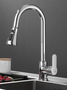 Universal SUS304 Stainless Kitchen Faucet Kitchen Basin Faucets with Hot and Cold Water Pill Out Type Kitchen Sink Faucet Sprayer Single Hole Polished brushed Faucet