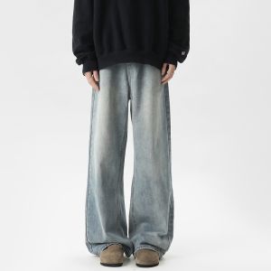 Quần Jeans Nam Ống Thẳng Màu Sáng Quần Dài Ống Rộng Phong Cách Mỹ Cổ Điển Quần Jeans Thường Ngày Cho Thanh Thiếu Niên Mùa Hè