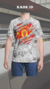Kaos 3D 3 Dimensi Man United Logo Robek Premium Bangkok Thailand