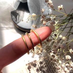 [READY STOCK]Solid Plain Sand Gold Polished Ring三生三世实心素圈戒指 包18K金古法传承沙金光面戒指指环韩版情侣