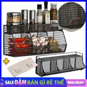 Giá Kệ Nhà Tắm Gắn Tường Dáng Nghiêng Đựng Đồ Đa Năng - Kệ Đựng Gia Vị Hành Tỏi Dán Tường 3 Ngăn 2 Tầng Bằng Thép Sơn Tỉnh Điện Chịu Lực - Kệ Dán Tường Nhà Bếp
