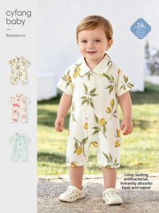 CAIYINGFANG | Summer Breathable Bamboo Cotton Romper Short Sleeve