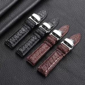 New Embossed Leather Watch Strap Butterfly Clasp 12/14/16/18/19/20mm 21/22mm Bracelet Business Brown Black Wrist Band Universal