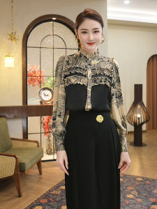 Womens Fleece Lined Stand Collar Shirt New Chinese Style Light National Trend Top High End European Fashion Small Shirt