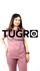 Baju Jaga OK Womans'S Active 2 Pocket Lapel Collar Scrub Top