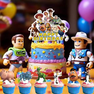 Bandai | 2026 NEW Toy Story Party Supplies Blue Cake Toppers Happy Birthday Cake Decoration Cupcake Picks Favors Themed Table Party Gifts