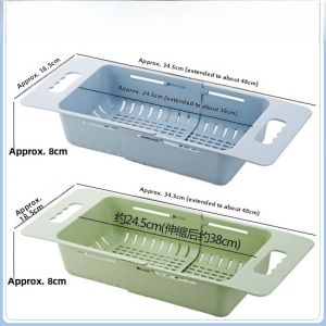 Retractable Double Layer Kitchen Sink Fruit Basket Drain Basket Dishwashing Basin Water Drainage Shelf Modern Simplicity